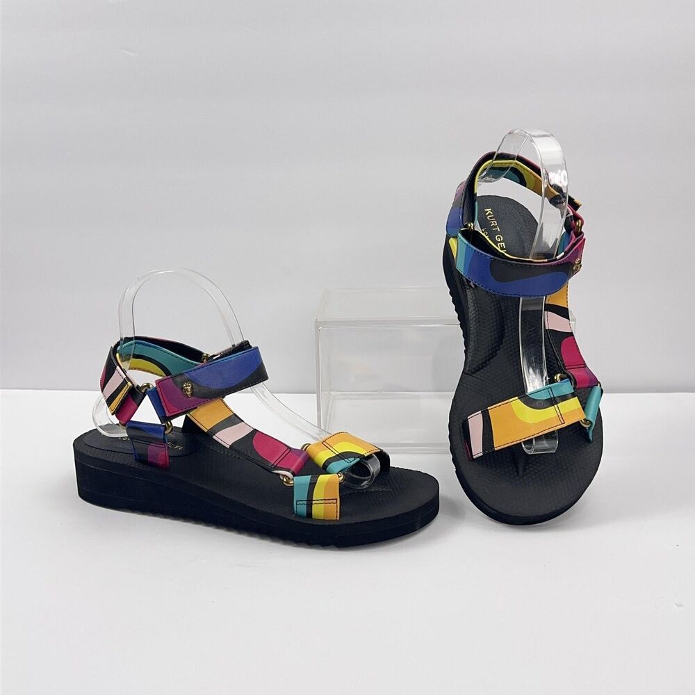Kurt Geiger London Rio Sandals Womens 8 US/38.5 EU Colorful Strappy Wedge
